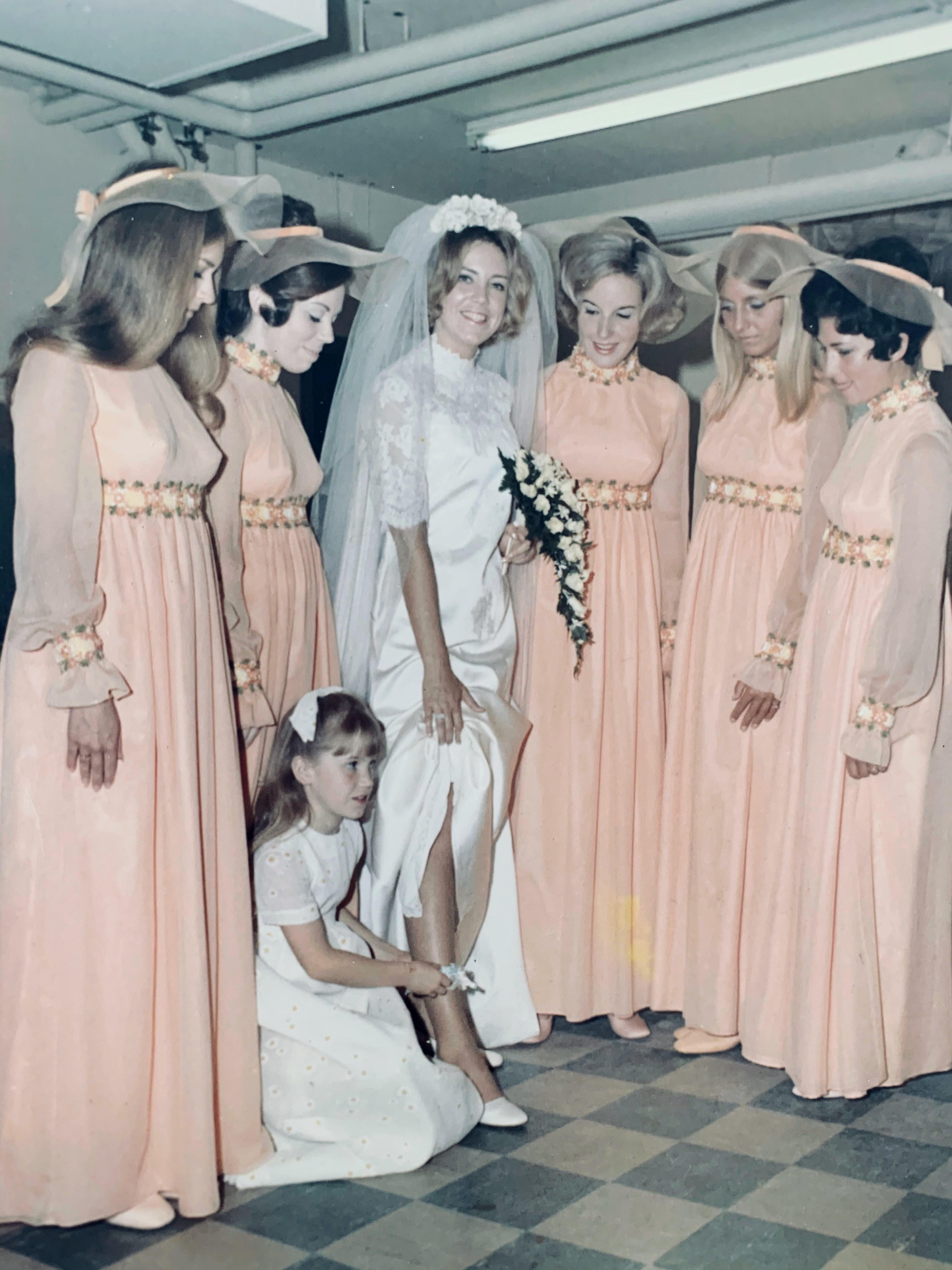 With Bridesmaids in Peach